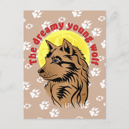 Träumender Wolf Postkarte (Vorderseite)