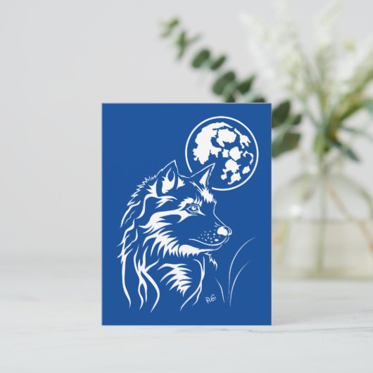 Träumender Wolf Postkarte (Stehend Vorderseite)