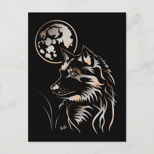 Träumender Wolf Postkarte (Vorderseite)