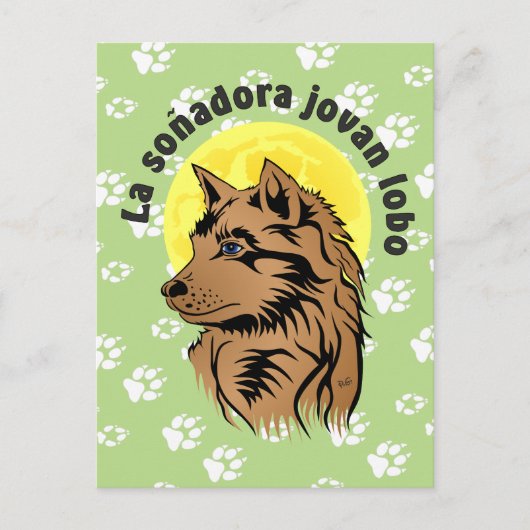 Träumender Wolf Postkarte (Vorderseite)