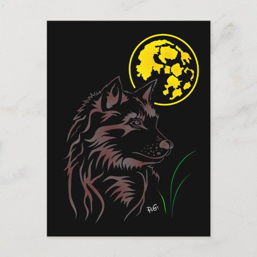 Träumender Wolf Postkarte (Vorderseite)