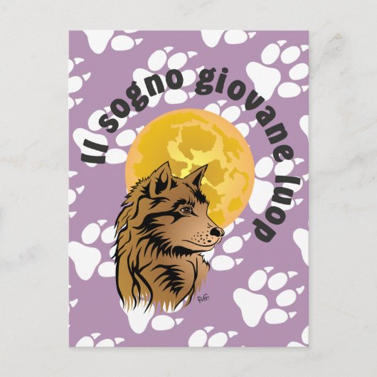 Träumender Wolf Postkarte (Vorderseite)