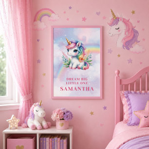 Träumendes Einhorn Rosa Lila Mädchen Geburtstag Wa Poster