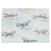 Träumendes Flugzeug-Himmel-Reisemuster (1) Große Geschenktüte (Vorderseite)