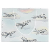 Träumendes Flugzeug-Himmel-Reisemuster (1) Große Geschenktüte (Rückseite)