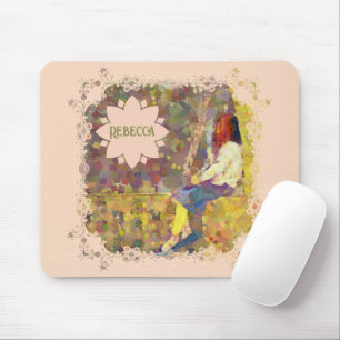Träumendes Mädchen an der Wand Abstrakte Farbige G Mousepad