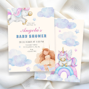 Träumendes Mädchen Einhorn Baby-Party Einladung