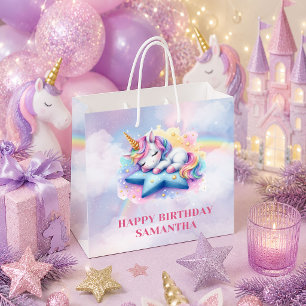Träumendes Rosa Lila Einhorn Mädchen Geburtstagsge Große Geschenktüte