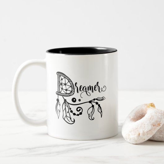 Träumer Dreamcatcher Zweifarbige Tasse (Mit Donut)