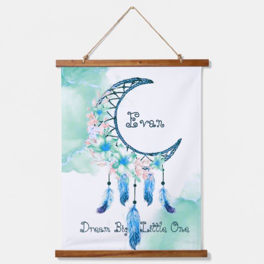 Träumer für personalisierte Kinder Wandteppich Mit Holzrahmen (Vorderseite)