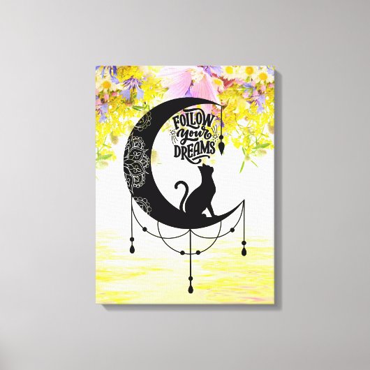 Träumer mit Katze | Folge deinen Träumen Leinwanddruck (Vorderseite)