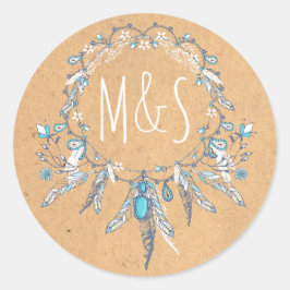 Träumerei Boho Vintage Hochzeit Runder Aufkleber