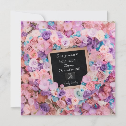 Träumerei Pastellblüte Schwangerschaft Ankündigung (Vorderseite)