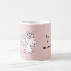 Träumerin mit rosa weißen Einhörnern Kaffeetasse