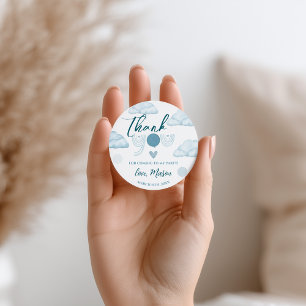 Träumerisch aqua blaue Wasserfarbenwolken Baby Jun Runder Aufkleber