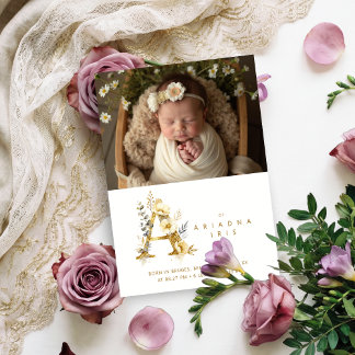 Träumerisch Floral A Initiale Gold Glitter Neugebo Ankündigung