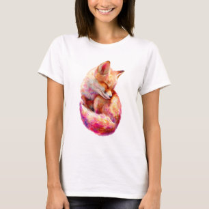 Träumerisch schlafender Wasserfarben-Pastell-Fuchs T-Shirt