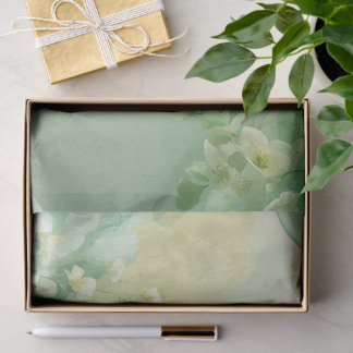 träumerisch weiches Salbei- und Minzgrün Floral Seidenpapier