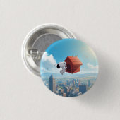 Träumerische Beagle-Schwimmende-Stadt-Comic-Illust Button (Vorne & Hinten)
