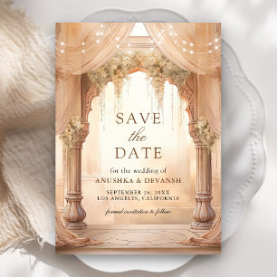 Träumerische Creme-Blumen-Indische Mandap-Hindu-Ho Save The Date