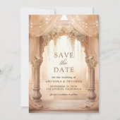 Träumerische Creme-Blumen-Indische Mandap-Hindu-Ho Save The Date (Vorderseite)
