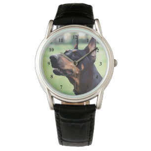 Träumerische Dobermannpinscher-Gesichts-Malerei Armbanduhr