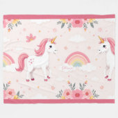 Träumerische Einhörner, Regenbögen, Blumen, Cute Fleecedecke (Vorderseite (Horizontal))