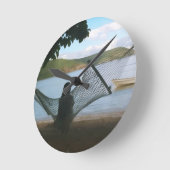 Träumerische Fidschi-Strandlandschaft Runde Wanduhr (Winkel)