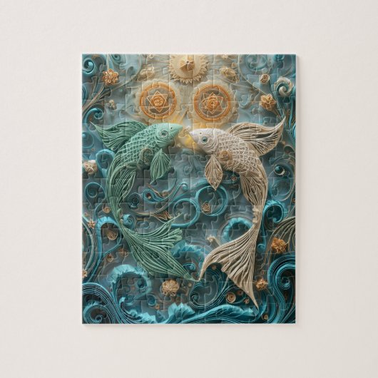 Träumerische Fische - Papierquilling Puzzle (Vertikal)