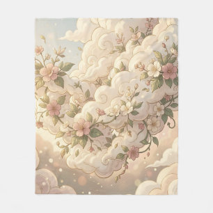 Träumerische florale Wolken Kirschblüte Fleecedecke