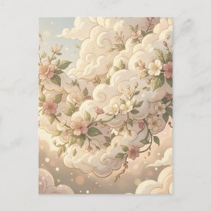 Träumerische florale Wolken Kirschblüte Postkarte