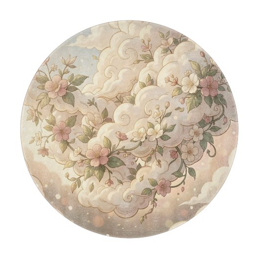 Träumerische florale Wolken Kirschblüte Schneidebrett (Vorderseite)