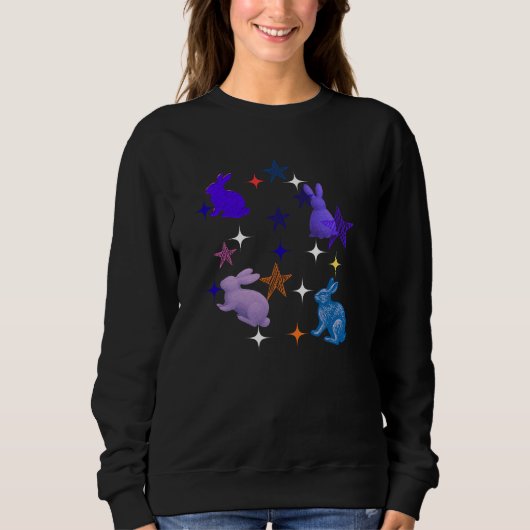Träumerische Galaxy-Kaninchen Sweatshirt (Vorderseite)