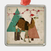 Träumerische Kamel-sternenklare Nachtverzierung Silbernes Ornament (Vorne)