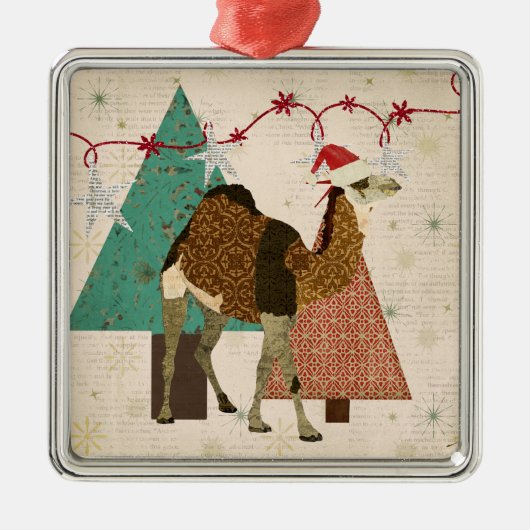 Träumerische Kamel-sternenklare Nachtverzierung Silbernes Ornament (Vorne)