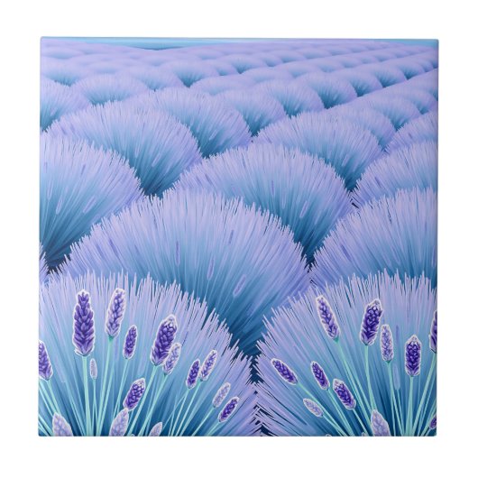 Träumerische Lavendelfelder Ästhetik Lila Blau Fliese (Vorderseite)