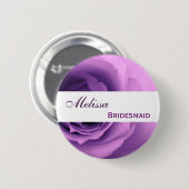 Träumerische lila Rosen-Name-Brautjungfer Button (Vorne & Hinten)
