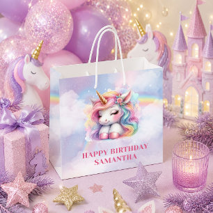Träumerische Pastell-Einhorn-Mädchen-Geburtstags-G Große Geschenktüte