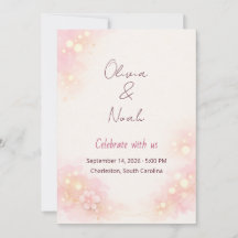Träumerische rosa Aquarell-Blumen-Hochzeitseinladu
