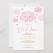 Träumerische rosa Cloud Nine Baby Shower Einladung (Vorderseite)