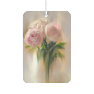 Träumerische rosa Pfingstrosen in weißer Vase Autolufterfrischer