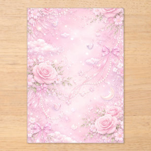 Träumerische rosa Rosen Blumenperlen Schleifen Fun Acryleinladungen