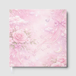 Träumerische rosa Rosen Blumenperlen Schleifen Fun Gästebuch