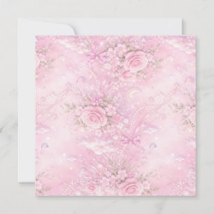 Träumerische rosa Rosen Blumenperlen Schleifen Fun Save The Date