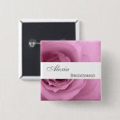 Träumerische ROSA Rosen-Name-Brautjungfer V2 Button (Vorne & Hinten)