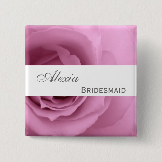 Träumerische ROSA Rosen-Name-Brautjungfer V2 Button (Vorderseite)