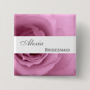 Träumerische ROSA Rosen-Name-Brautjungfer V2 Button