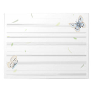 Träumerische Schmetterlinge Notenpapier Musiker Notizblock