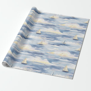 Träumerische Segelboote Ozean Aquarellmuster (1) Geschenkpapier