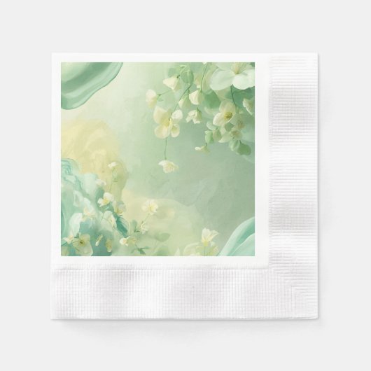 träumerische Soft Sage und Mintgrün Floral Serviette (Vorderseite)